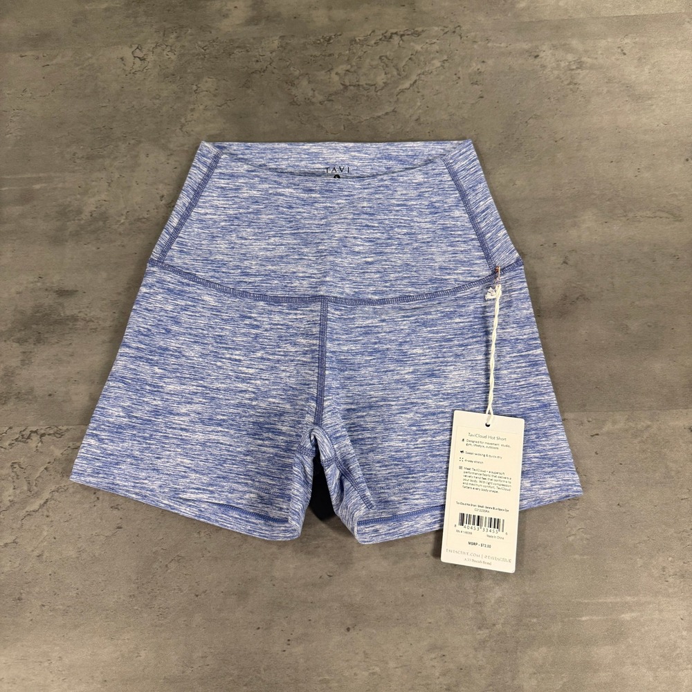 Tavi Shorts Women Small TaviCloud Hot Short Serene Blue Space Dye NEW Yoga Gym